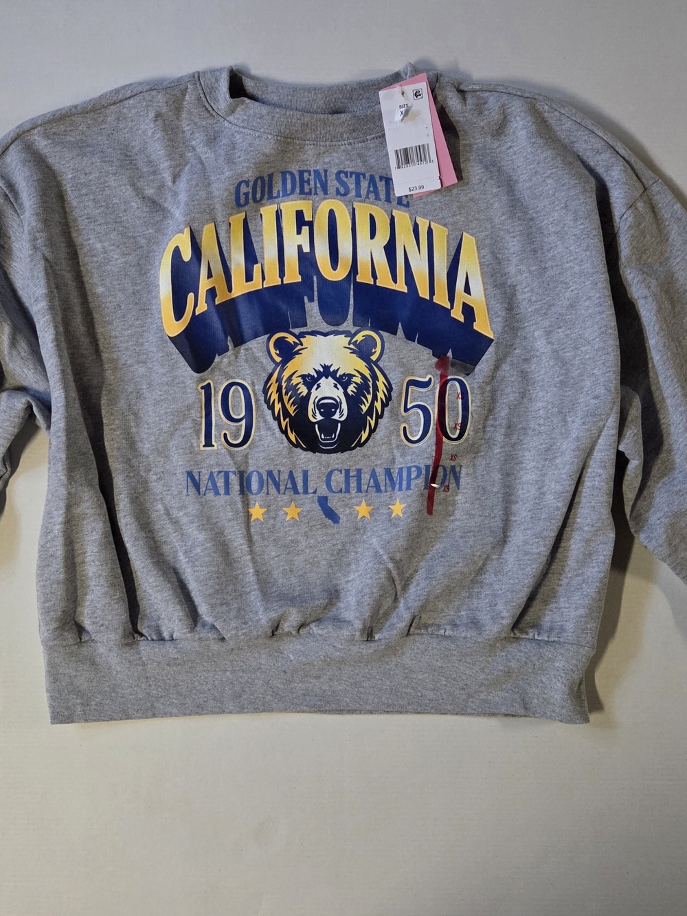California Golden State Graphic Sweatshirt - Gray & Yellow
